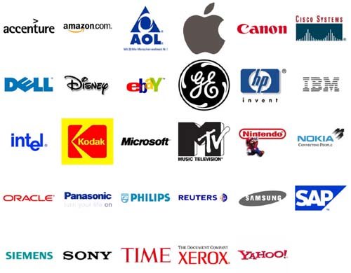 Top tech and media brands chosen from the BusinessWeek/Interbrand most valuable brand list for 2004