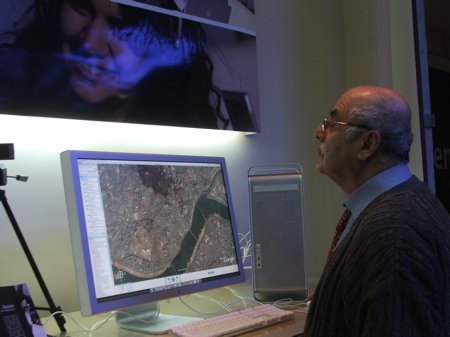 Checking out Google Earth on a Cinema Display