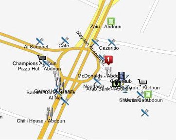 Abdoun Circle on InsideJo GPS navigation map for Amman