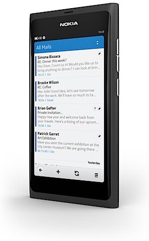 Nokia N9 email screen