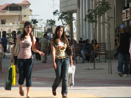 Jordanian girls walking on Wakalat Street