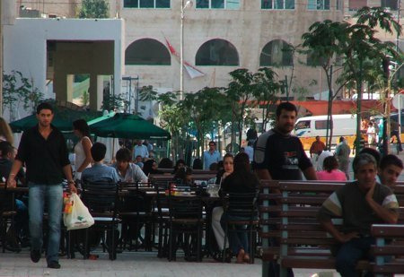 Street cafes on Wakalat Street in Amman